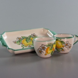 Bomboniera cresima set caffè ceramica Vietri limoni fiori